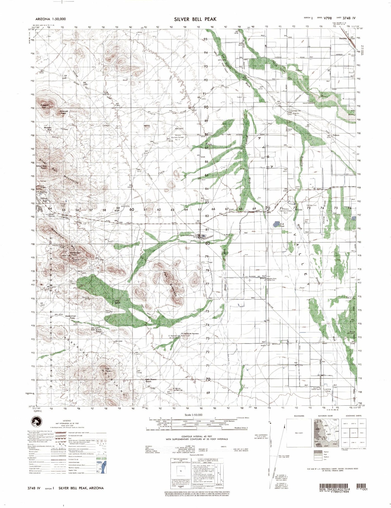 Silver Bell Peak Arizona Military 1:50,000 Map