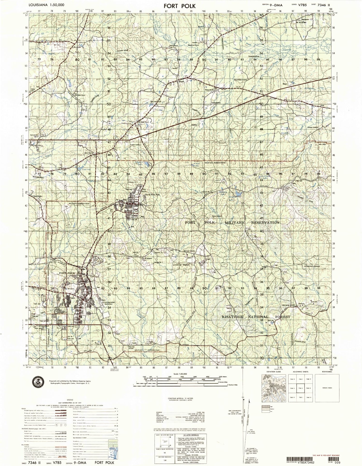 Slagle Louisiana Military 1:50,000 Map