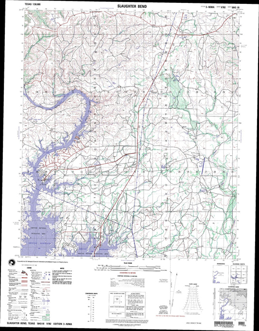 Slaughter Bend Texas Military 1:50,000 Map