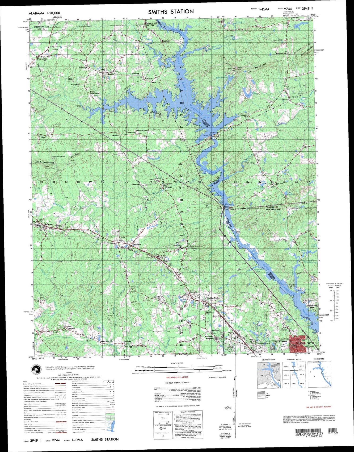 Smiths Station Alabama Military 1:50,000 Map