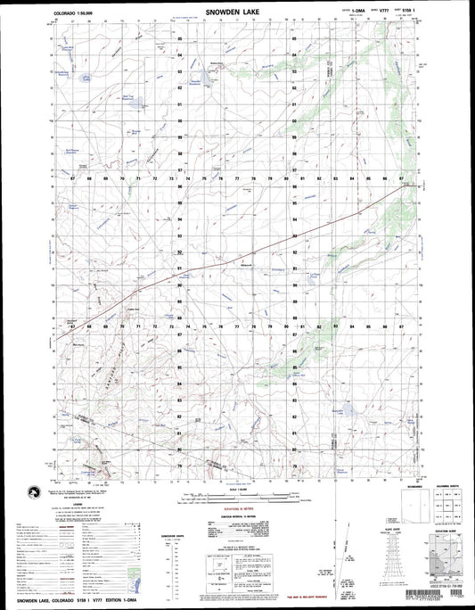 Snowden Lake Colorado Military 1:50,000 Map