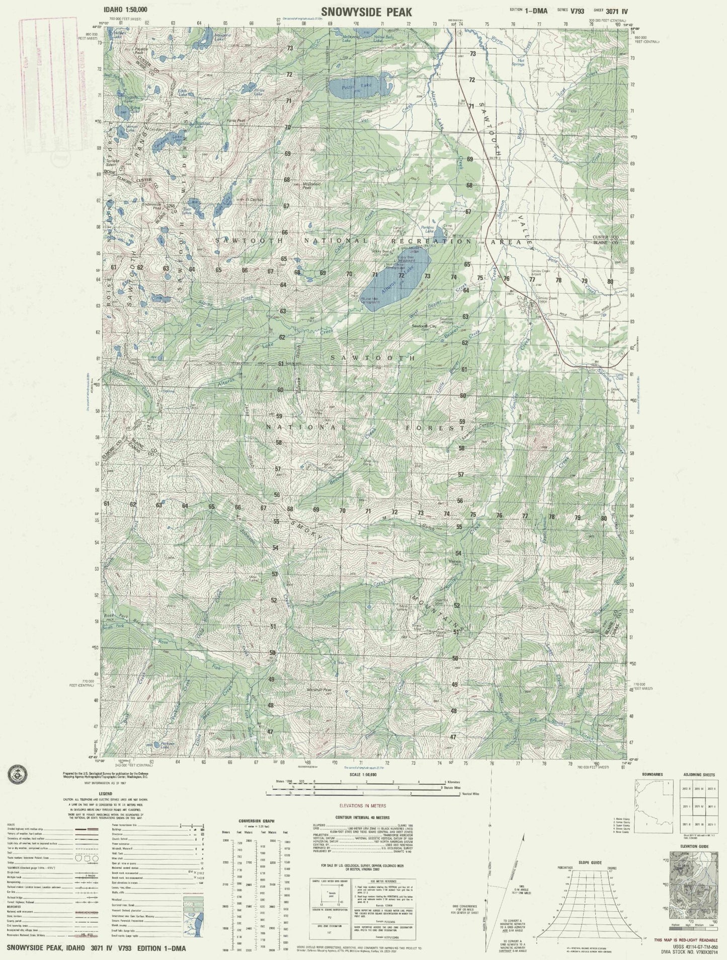 Snowyside Peak Idaho Military 1:50,000 Map