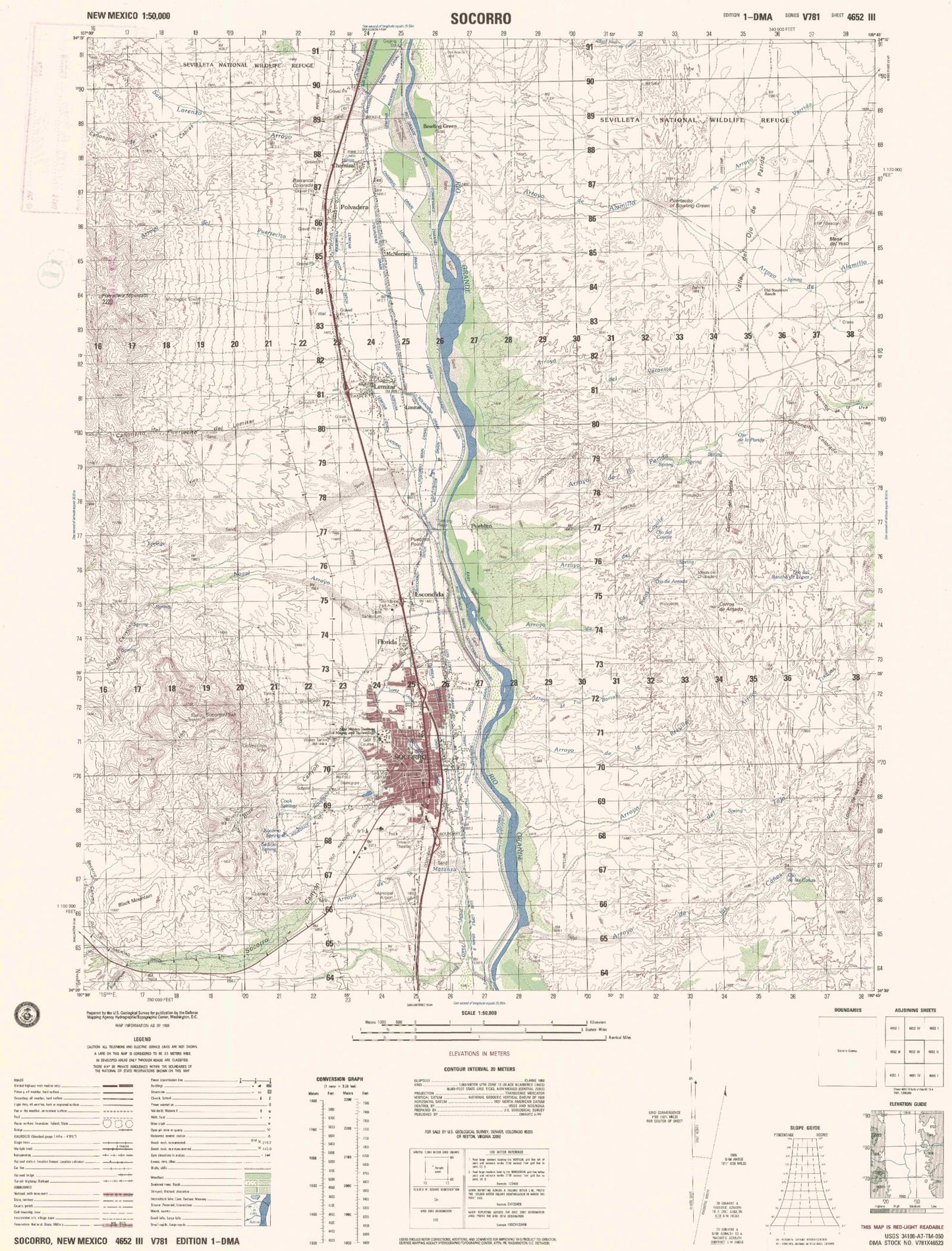 Socorro New Mexico Military 1:50,000 Map