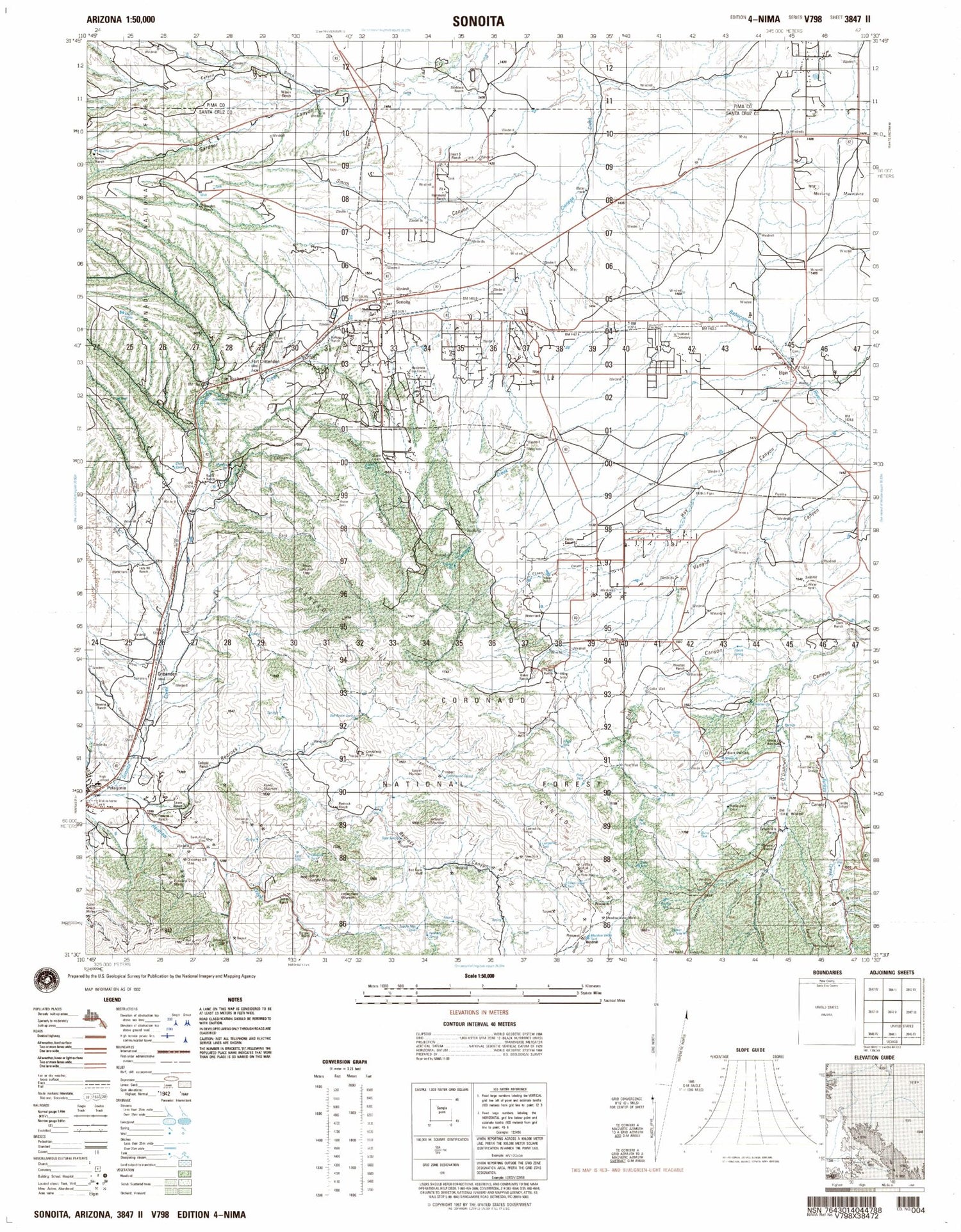 Sonoita Arizona Military 1:50,000 Map