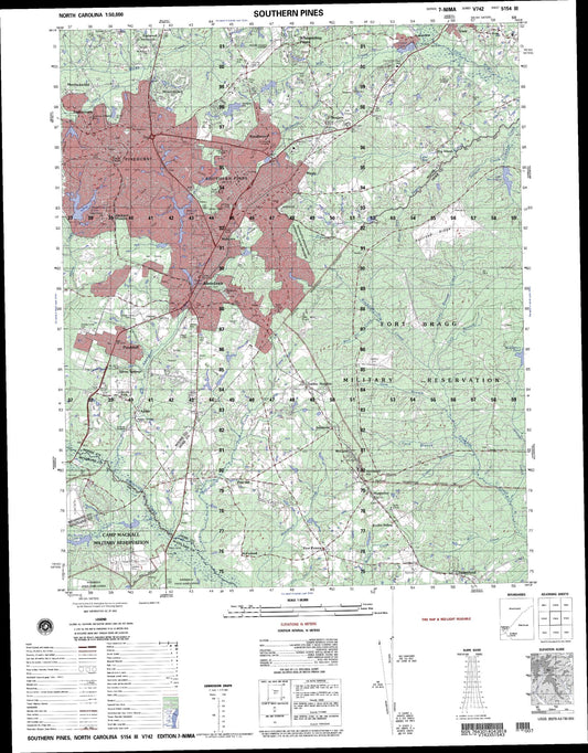 Southern Pines North Carolina Military 1:50,000 Map