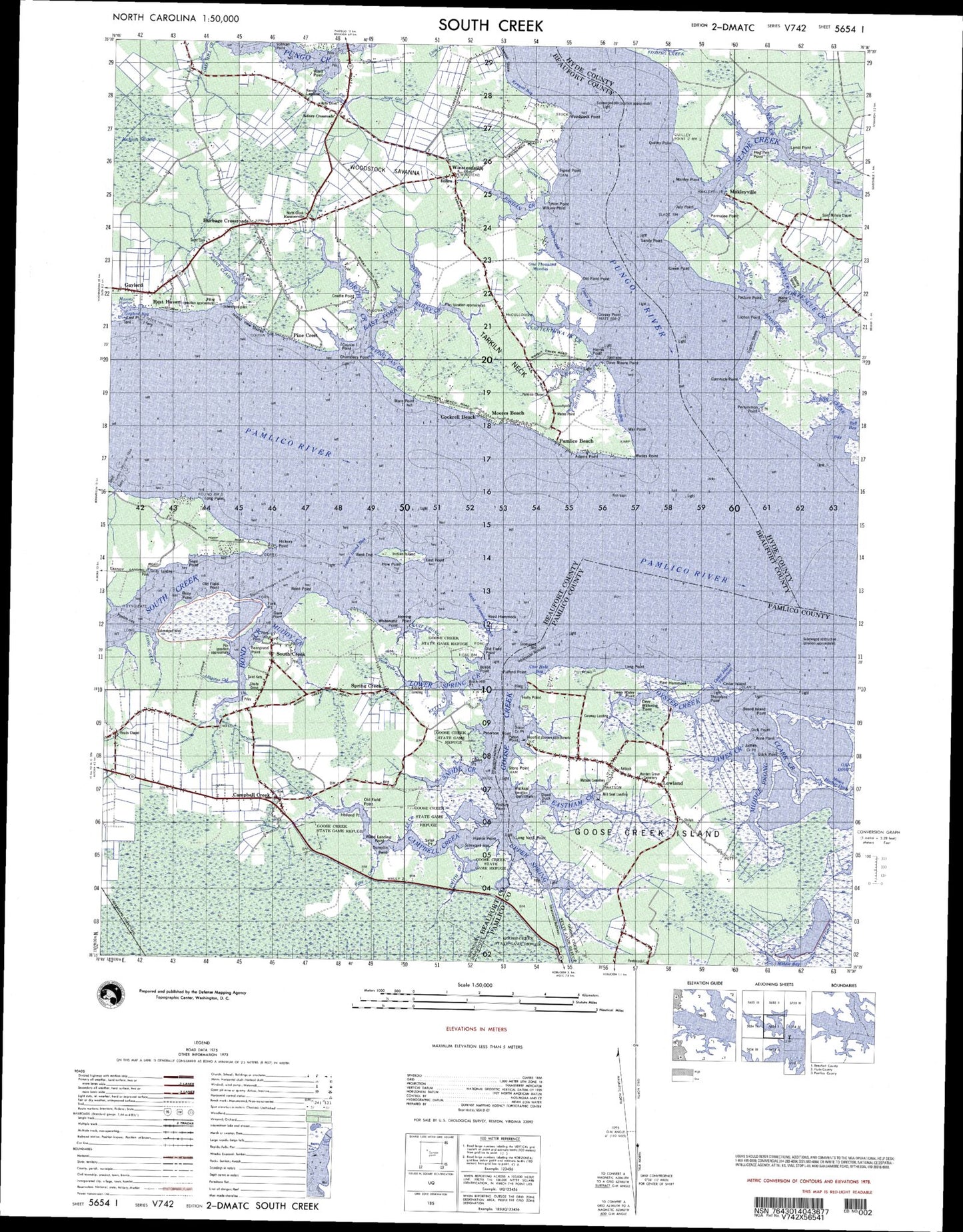 South Creek North Carolina Military 1:50,000 Map