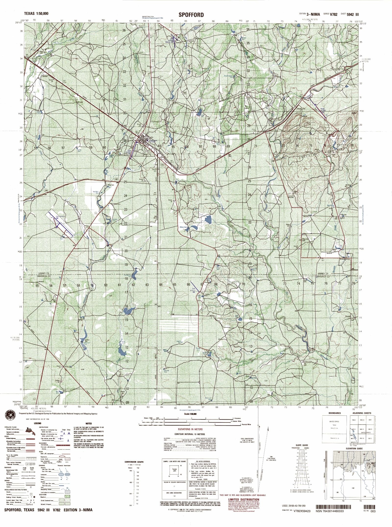 Spofford Texas Military 1:50,000 Map – MyTopo Map Store