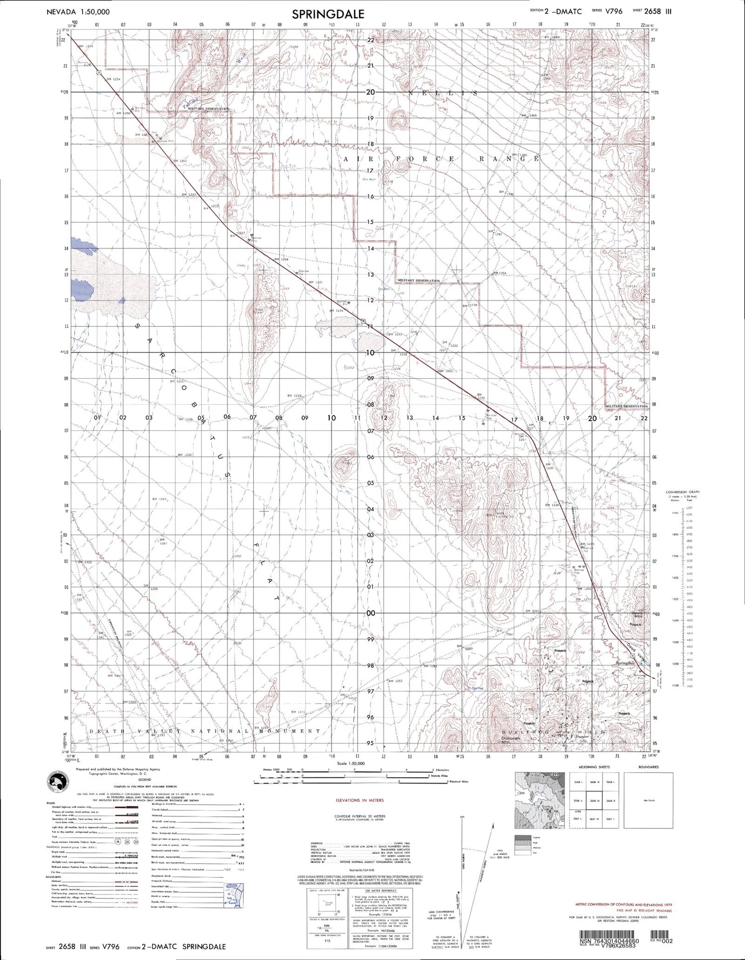 Springdale Nevada Military 1:50,000 Map