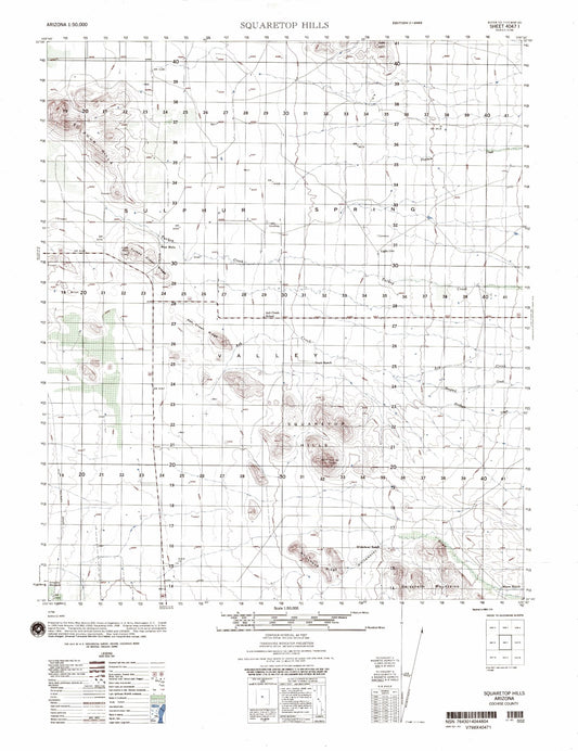 Squaretop Hills Arizona Military 1:50,000 Map