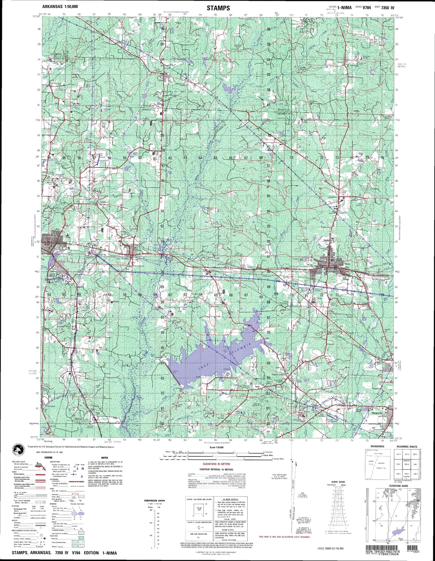 Stamps Arkansas Military 1:50,000 Map