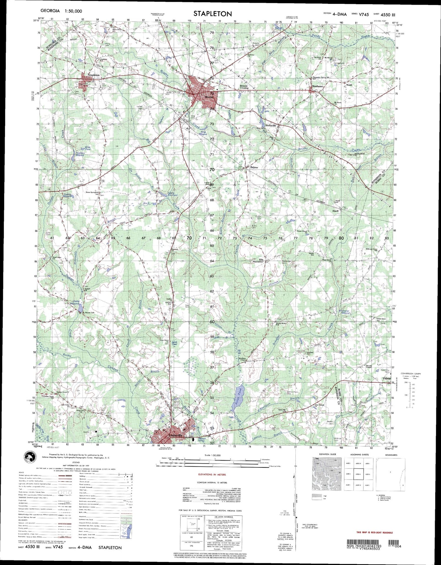 Stapleton Georgia Military 1:50,000 Map