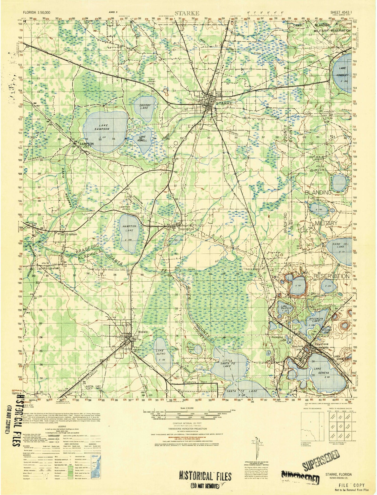 Starke Florida Military 1:50,000 Map