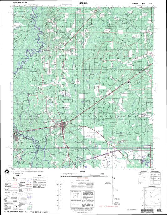 Starks Louisiana Military 1:50,000 Map