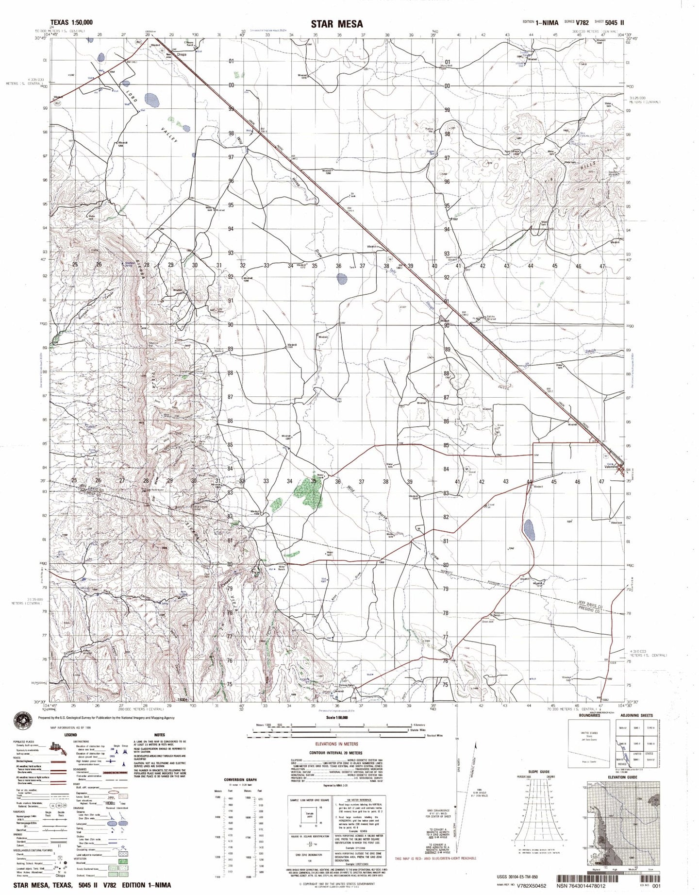 Star Mesa Texas Military 1:50,000 Map