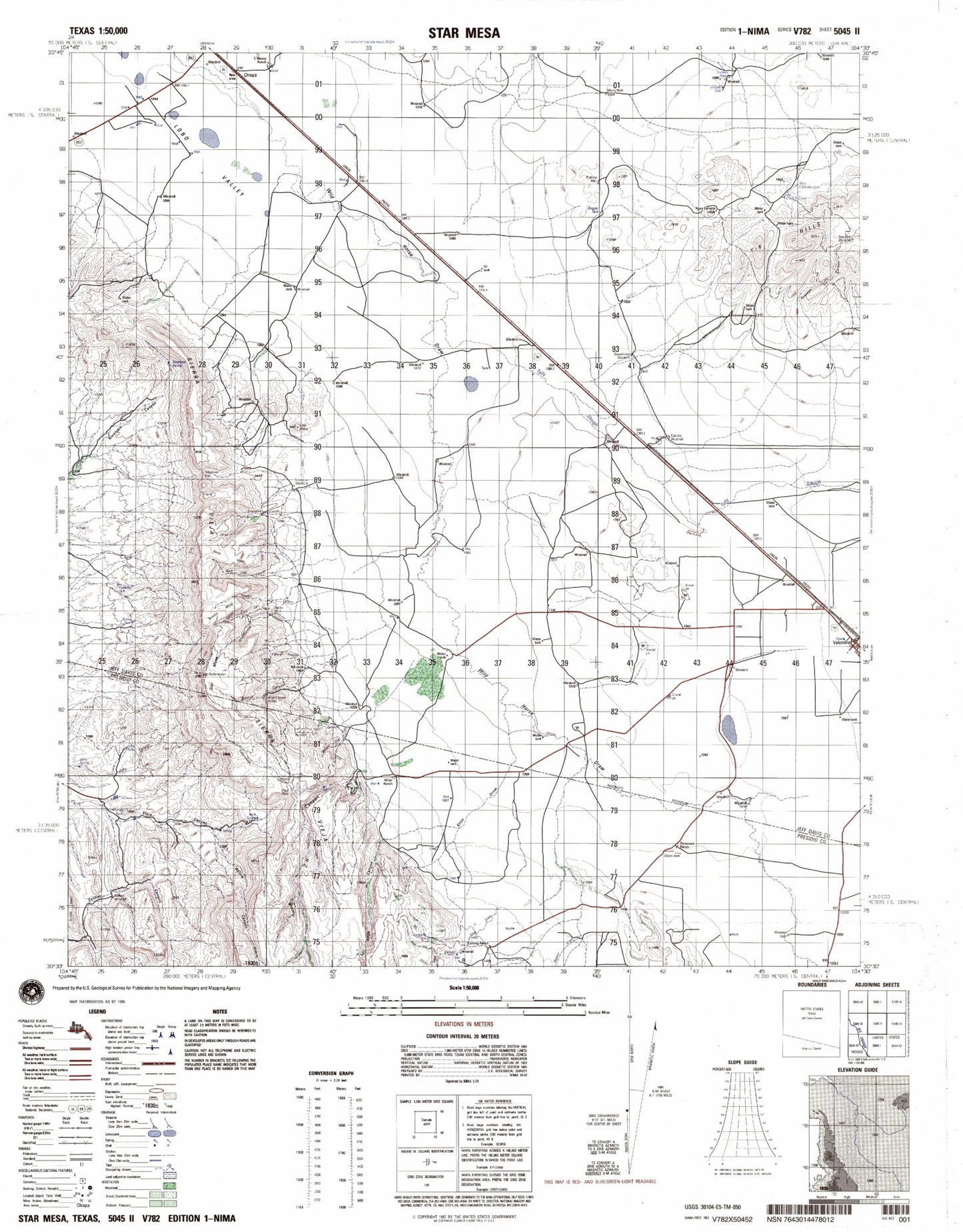 Star Mesa Texas Military 1:50,000 Map