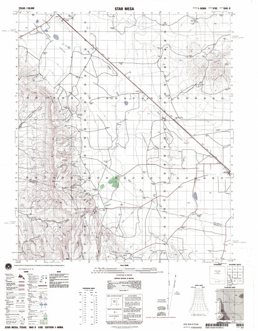 Star Mesa Texas Military 1:50,000 Map