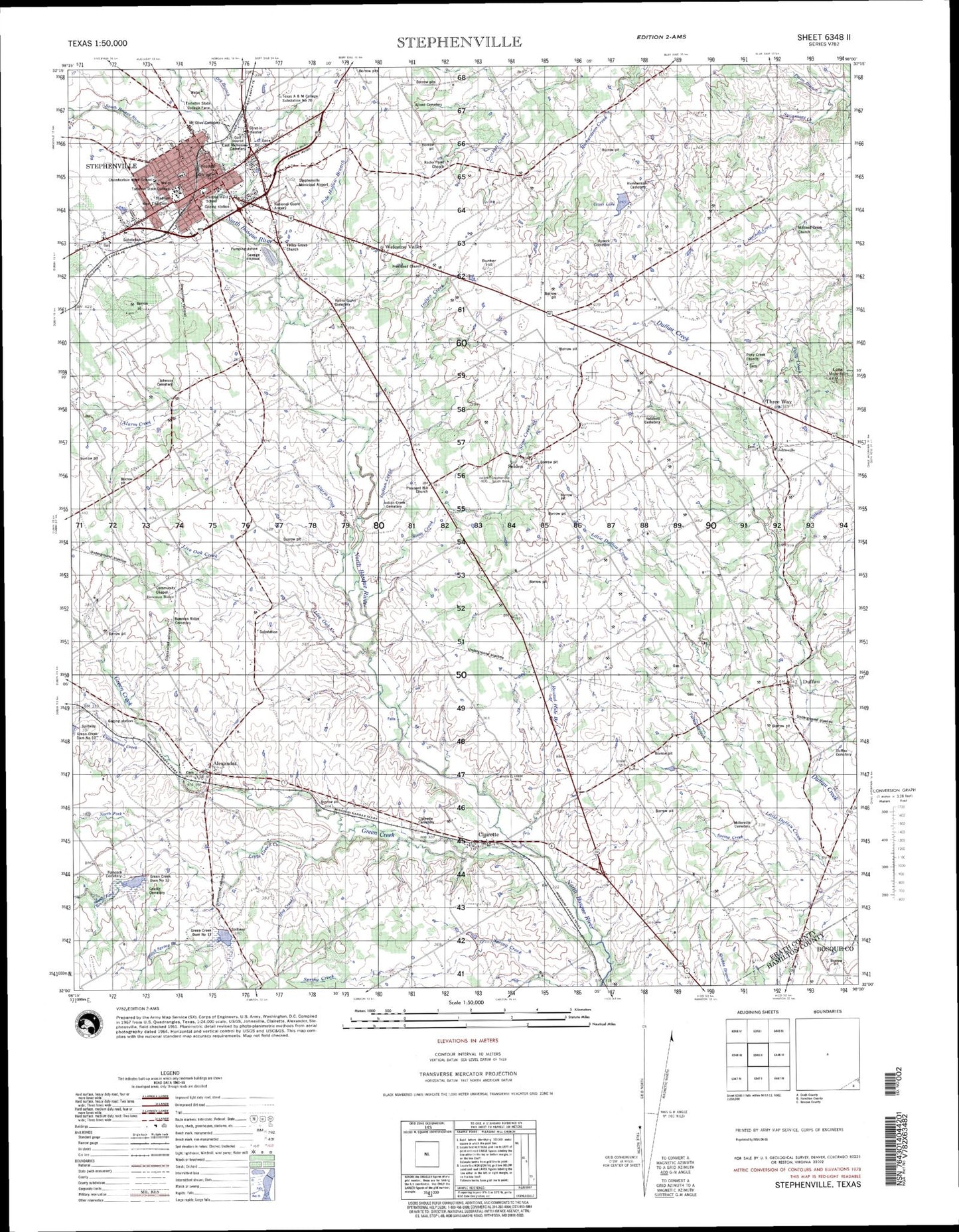 Stephenville Texas Military 1:50,000 Map