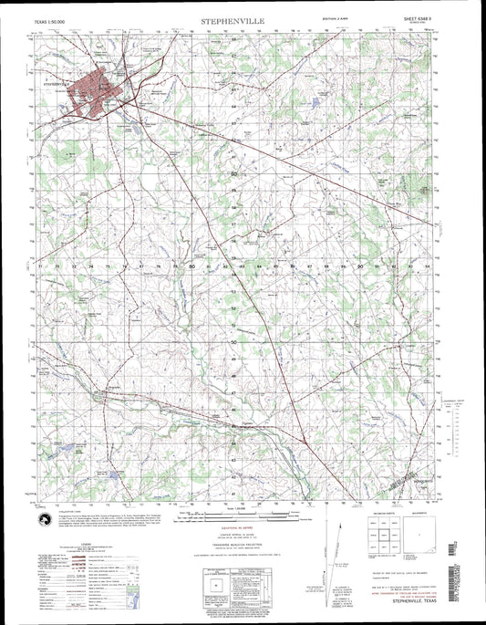 Stephenville Texas Military 1:50,000 Map