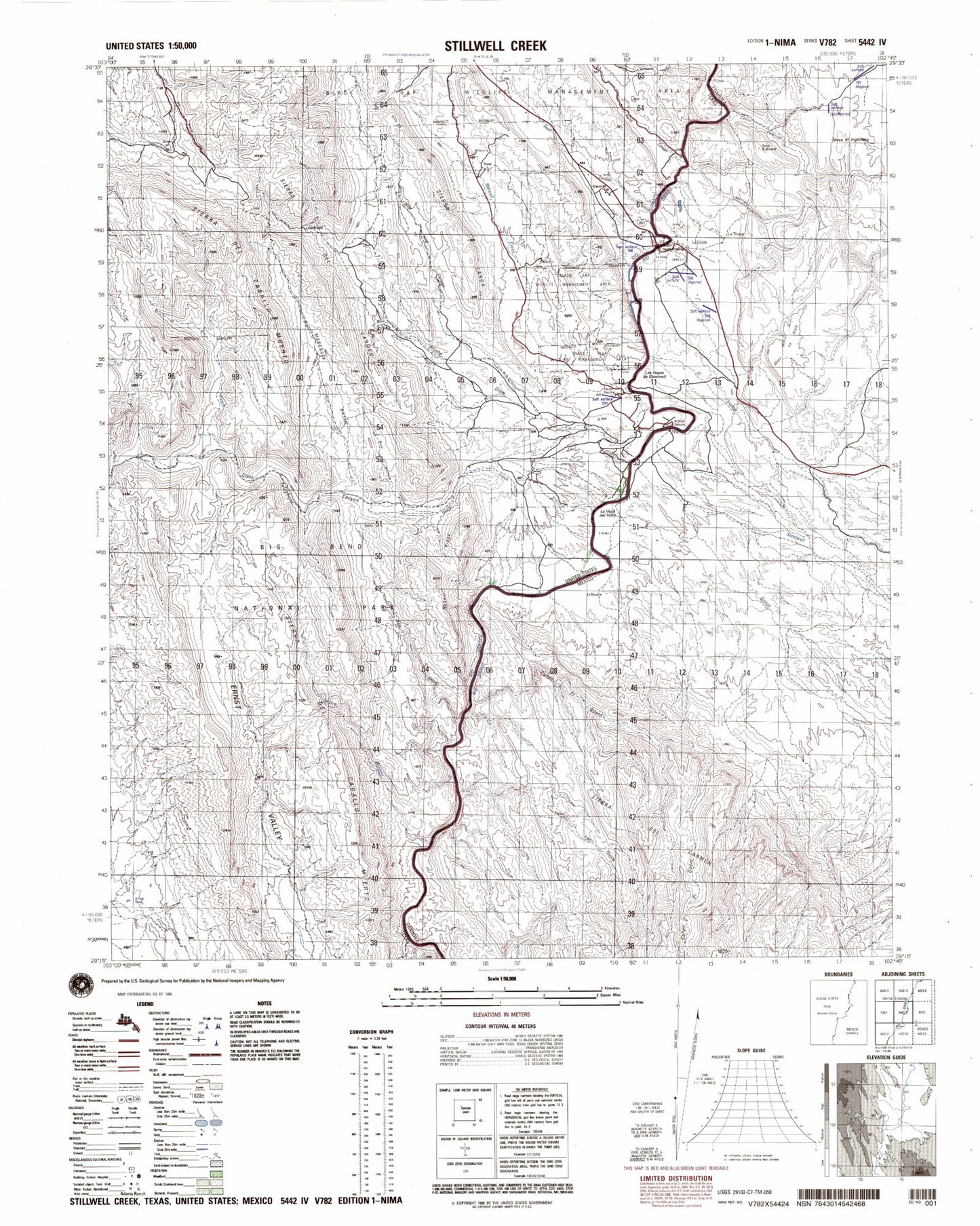 Stillwell Creek Texas Military 1:50,000 Map