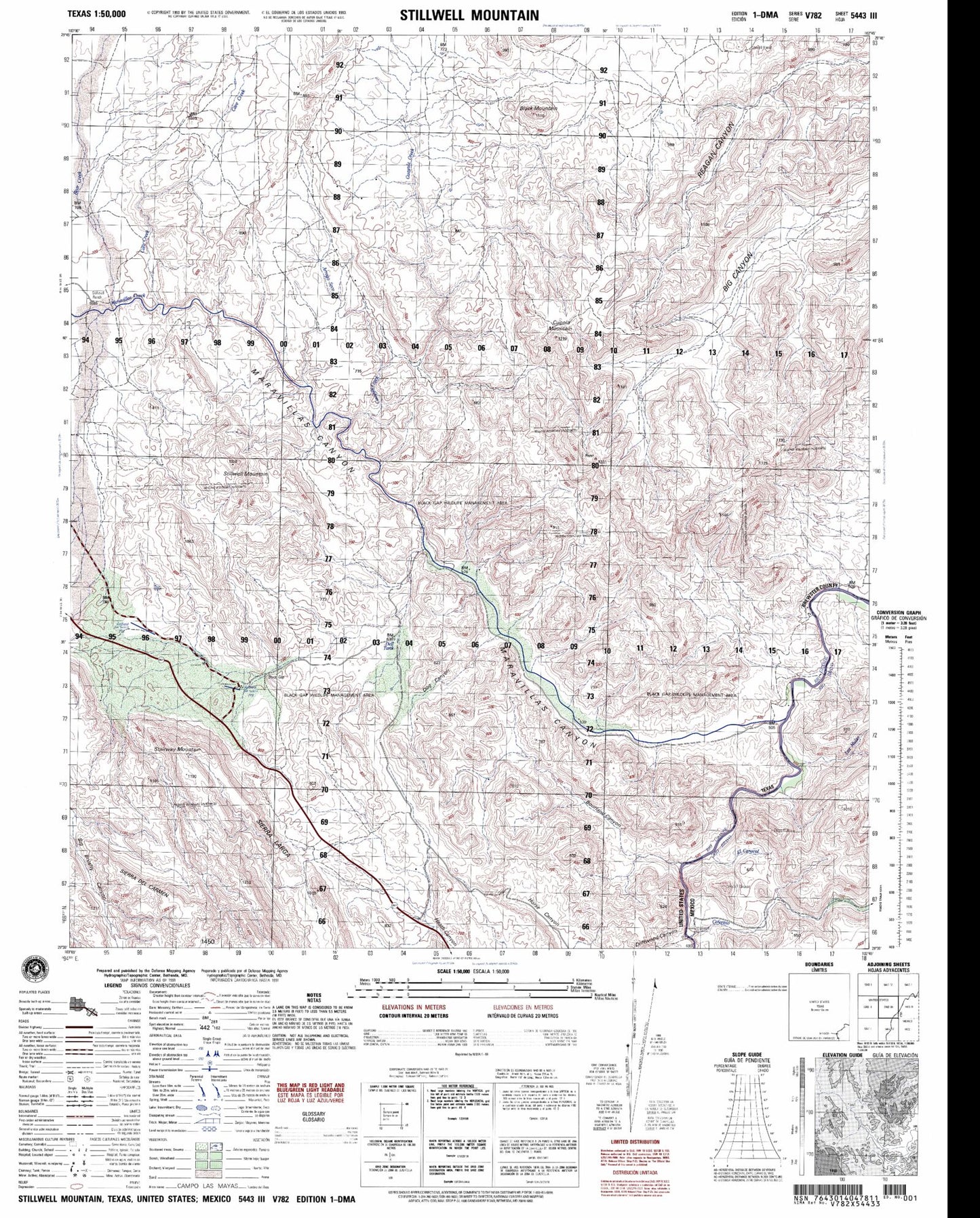 Stillwell Mountain Texas Military 1:50,000 Map