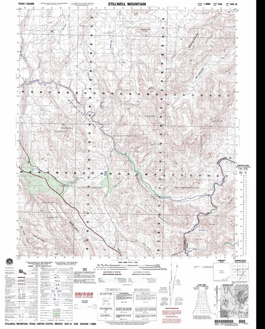 Stillwell Mountain Texas Military 1:50,000 Map