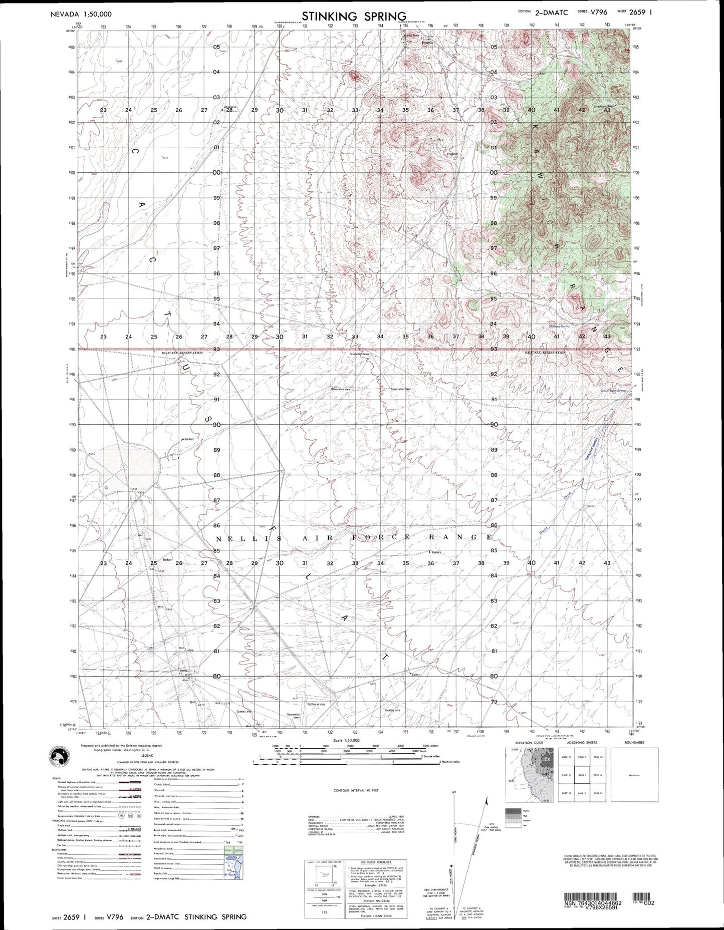 Stinking Spring Nevada Military 1:50,000 Map