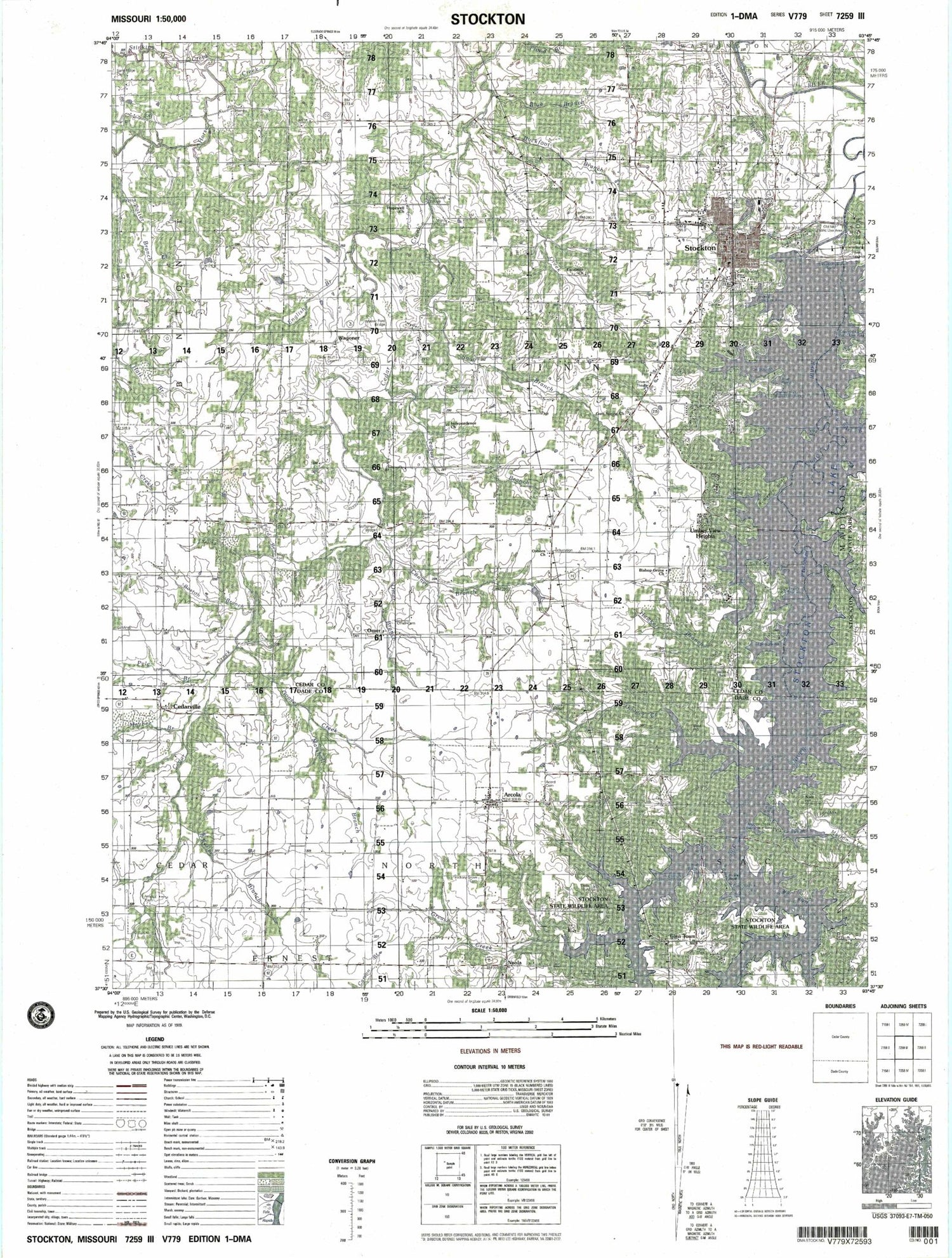 Stockton Missouri Military 1:50,000 Map