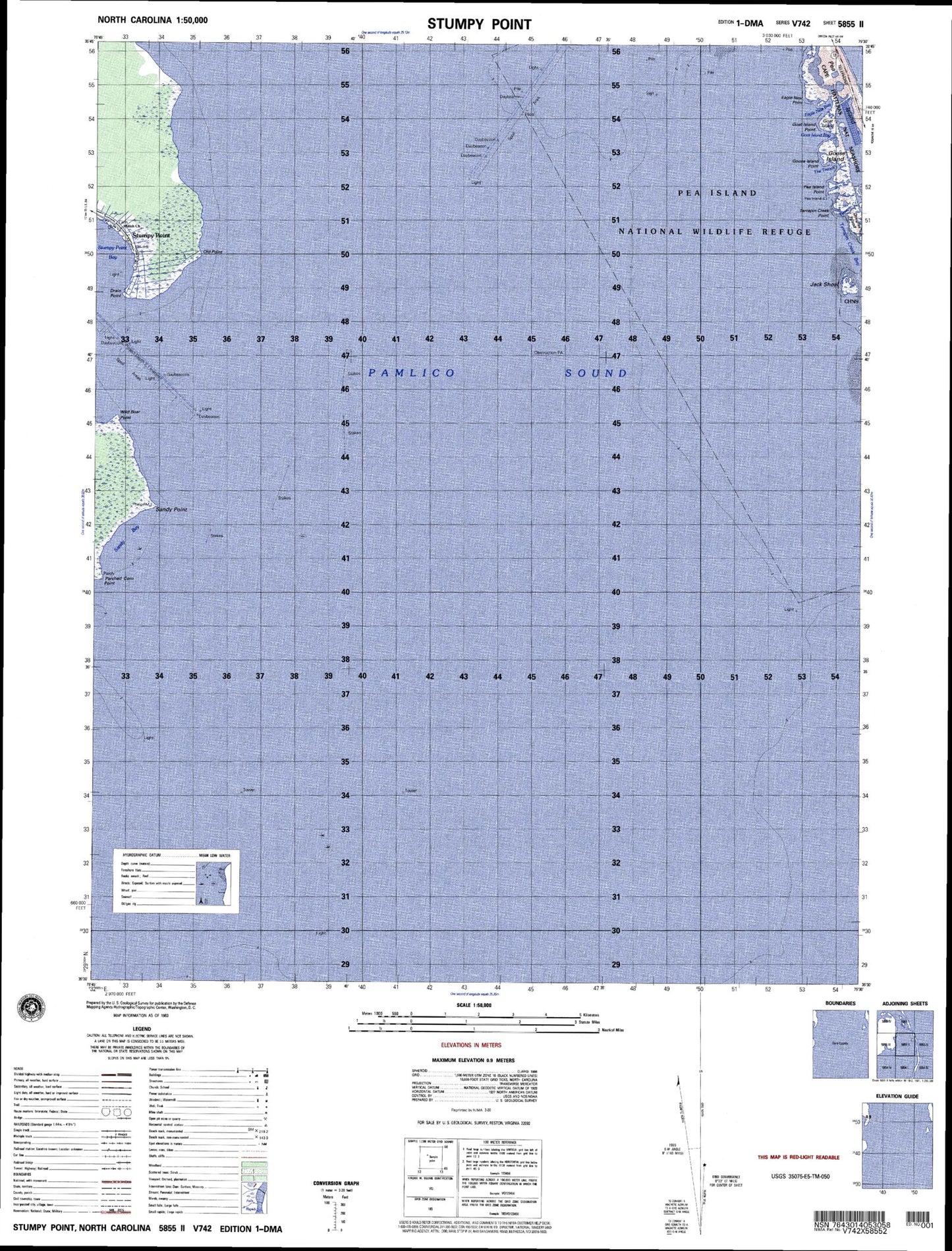 Stumpy Point North Carolina Military 1:50,000 Map