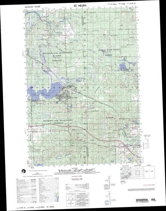 St Helen Michigan Military 1:50,000 Map