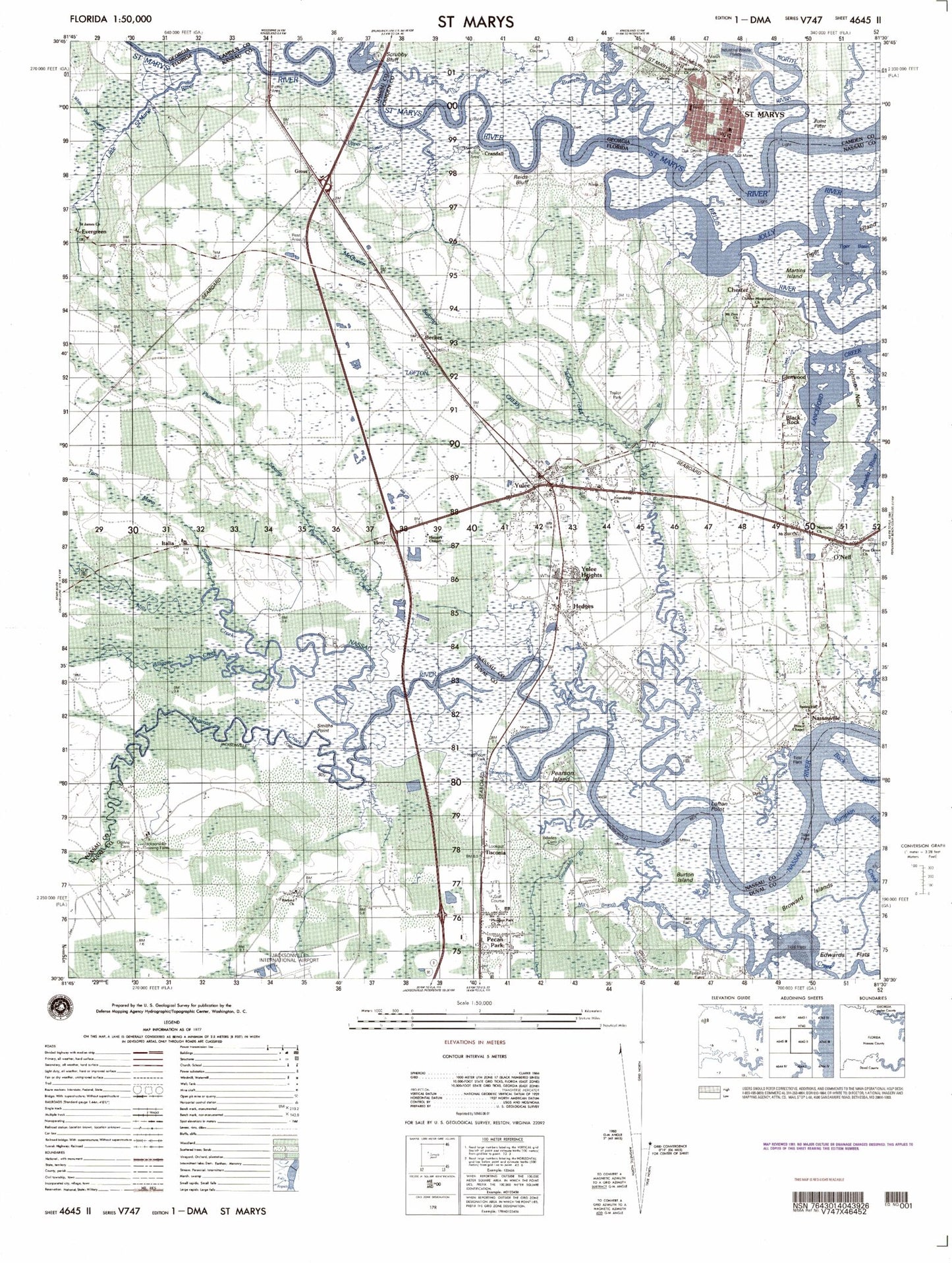 St Marys Florida Military 1:50,000 Map