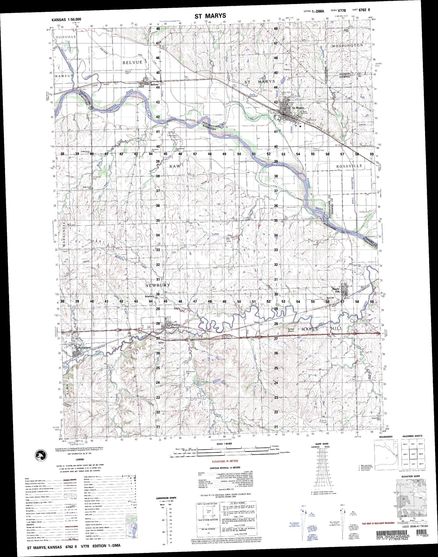 St Marys Kansas Military 1:50,000 Map