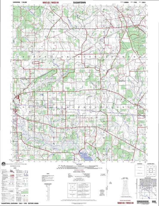 Sugartown Louisiana Military 1:50,000 Map