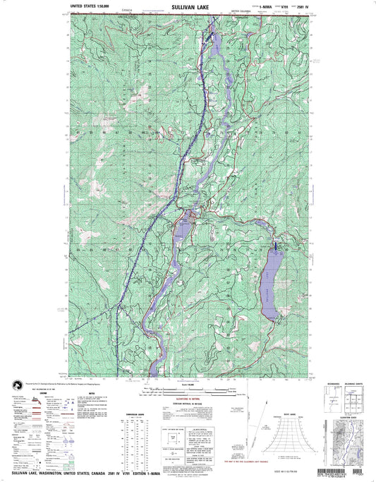 Sullivan Lake Washington Military 1:50,000 Map