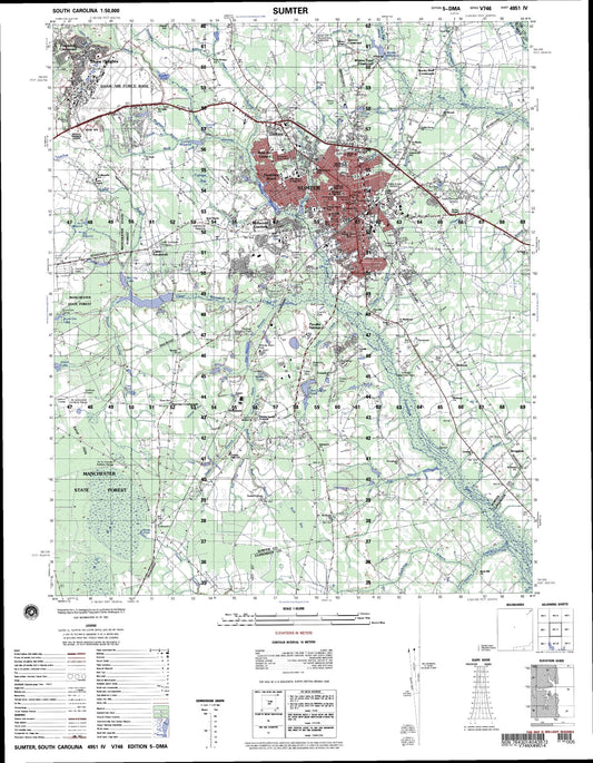 Sumter South Carolina Military 1:50,000 Map