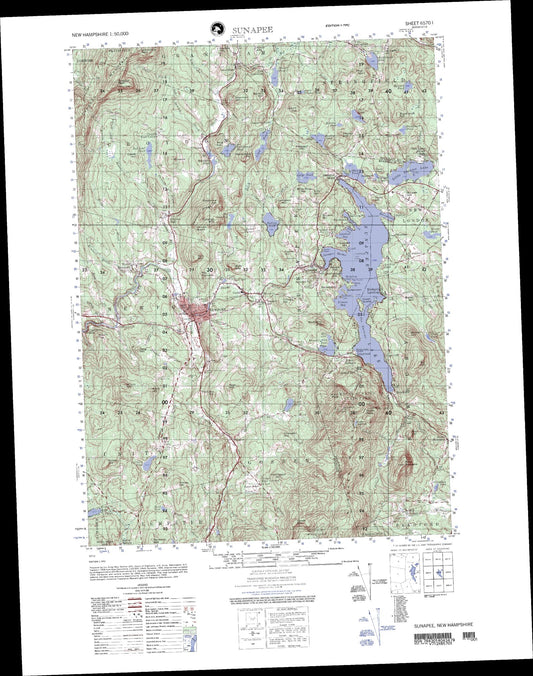 Sunapee New Hampshire Military 1:50,000 Map