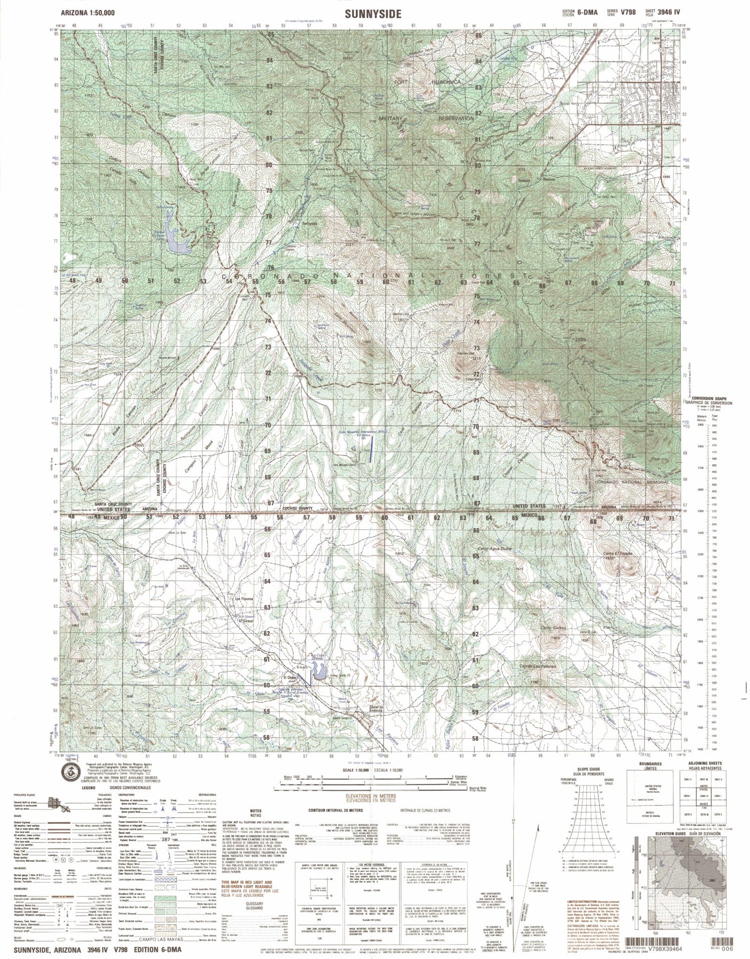 Sunnyside Arizona Military 1:50,000 Map