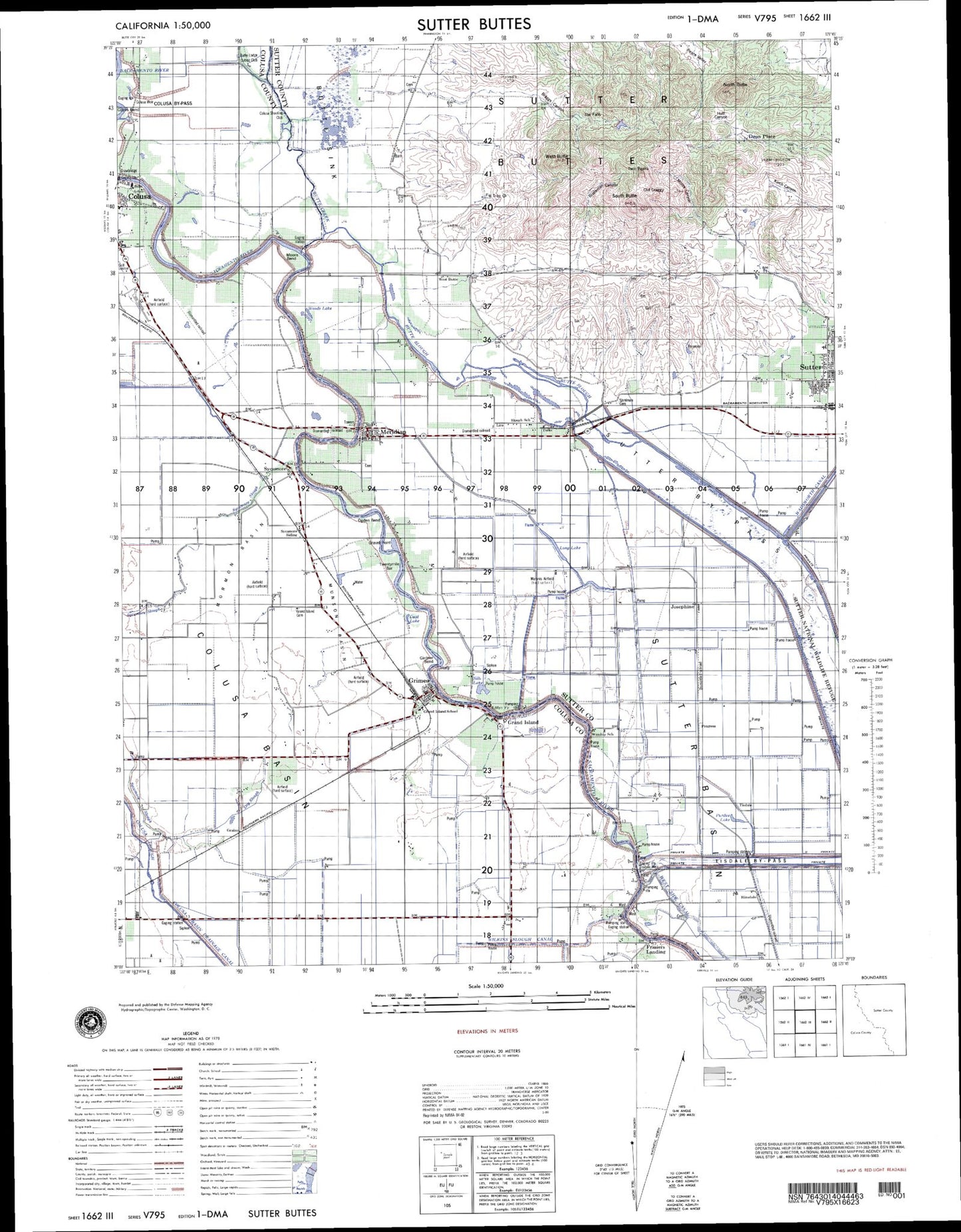 Sutter Buttes California Military 1:50,000 Map