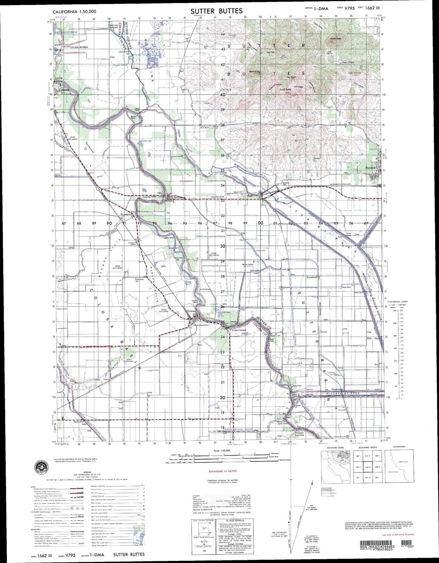 Sutter Buttes California Military 1:50,000 Map