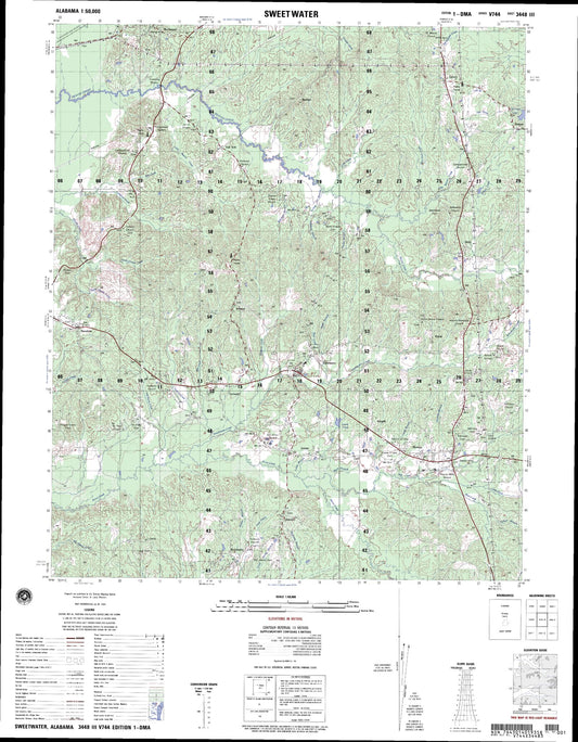 Sweetwater Alabama Military 1:50,000 Map