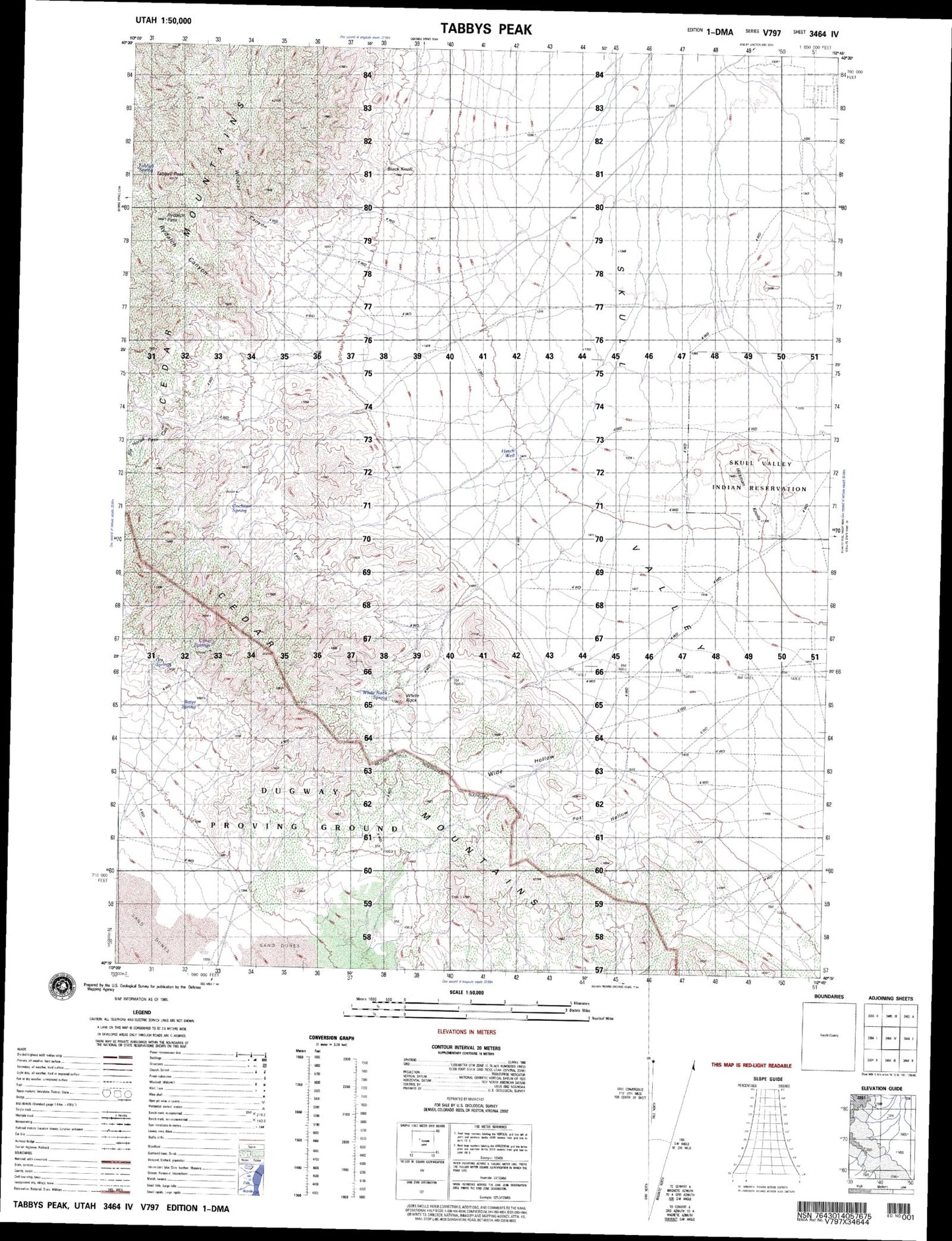 Tabbys Peak Utah Military 1:50,000 Map