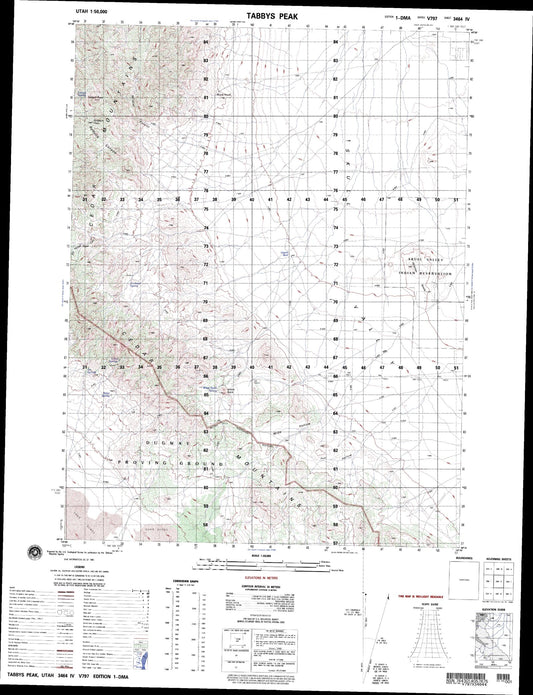Tabbys Peak Utah Military 1:50,000 Map