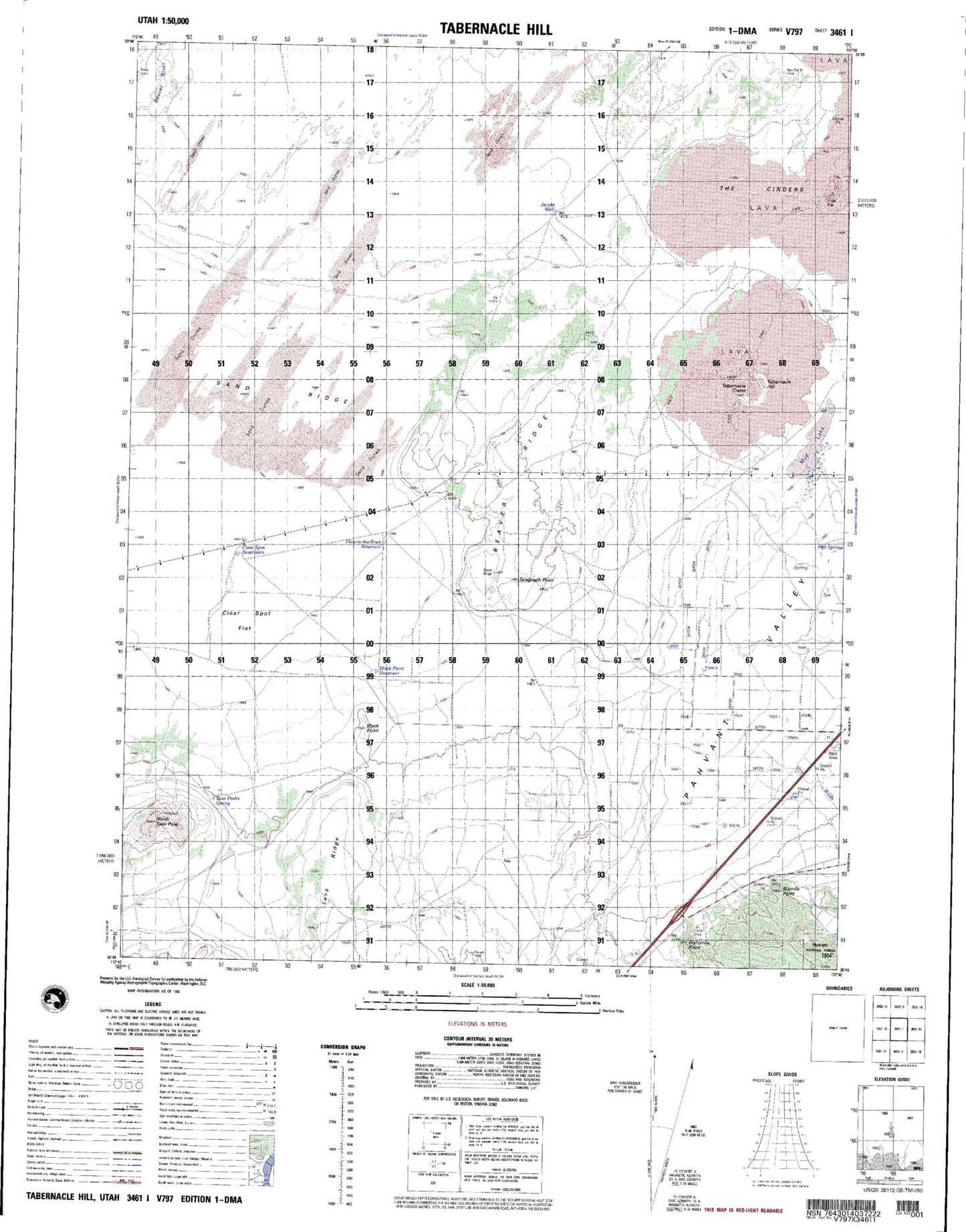 Tabernacle Hill Utah Military 1:50,000 Map