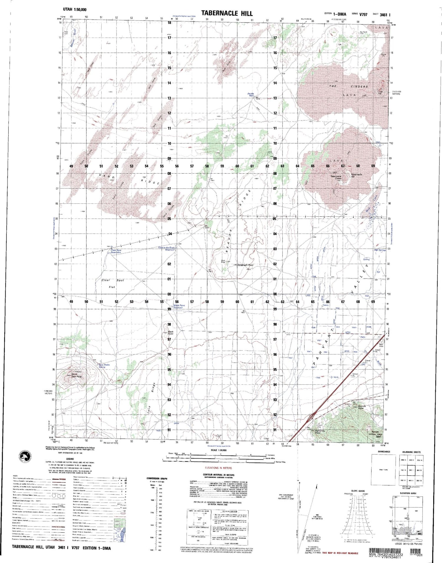 Tabernacle Hill Utah Military 1:50,000 Map