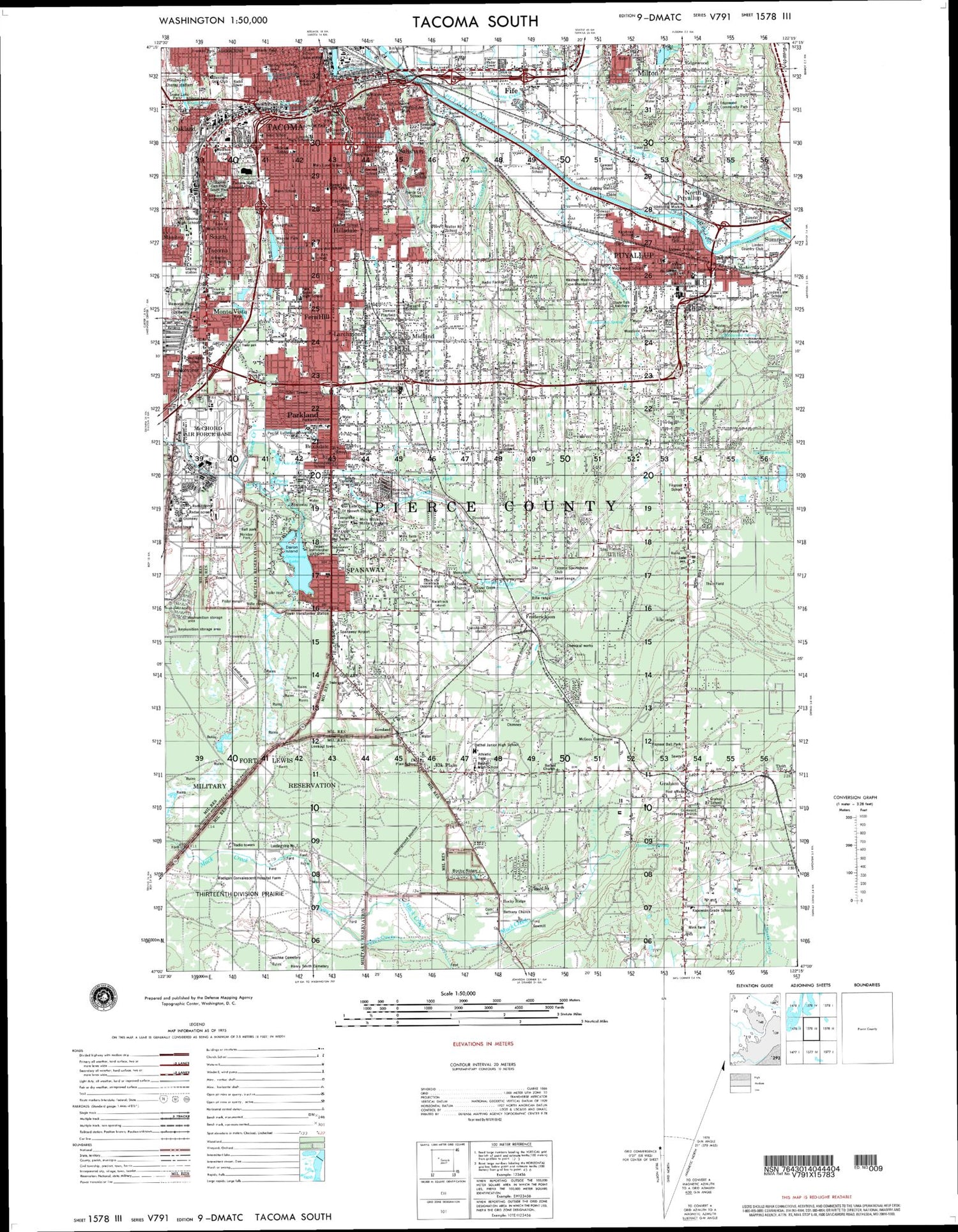 Tacoma South Washington Military 1:50,000 Map