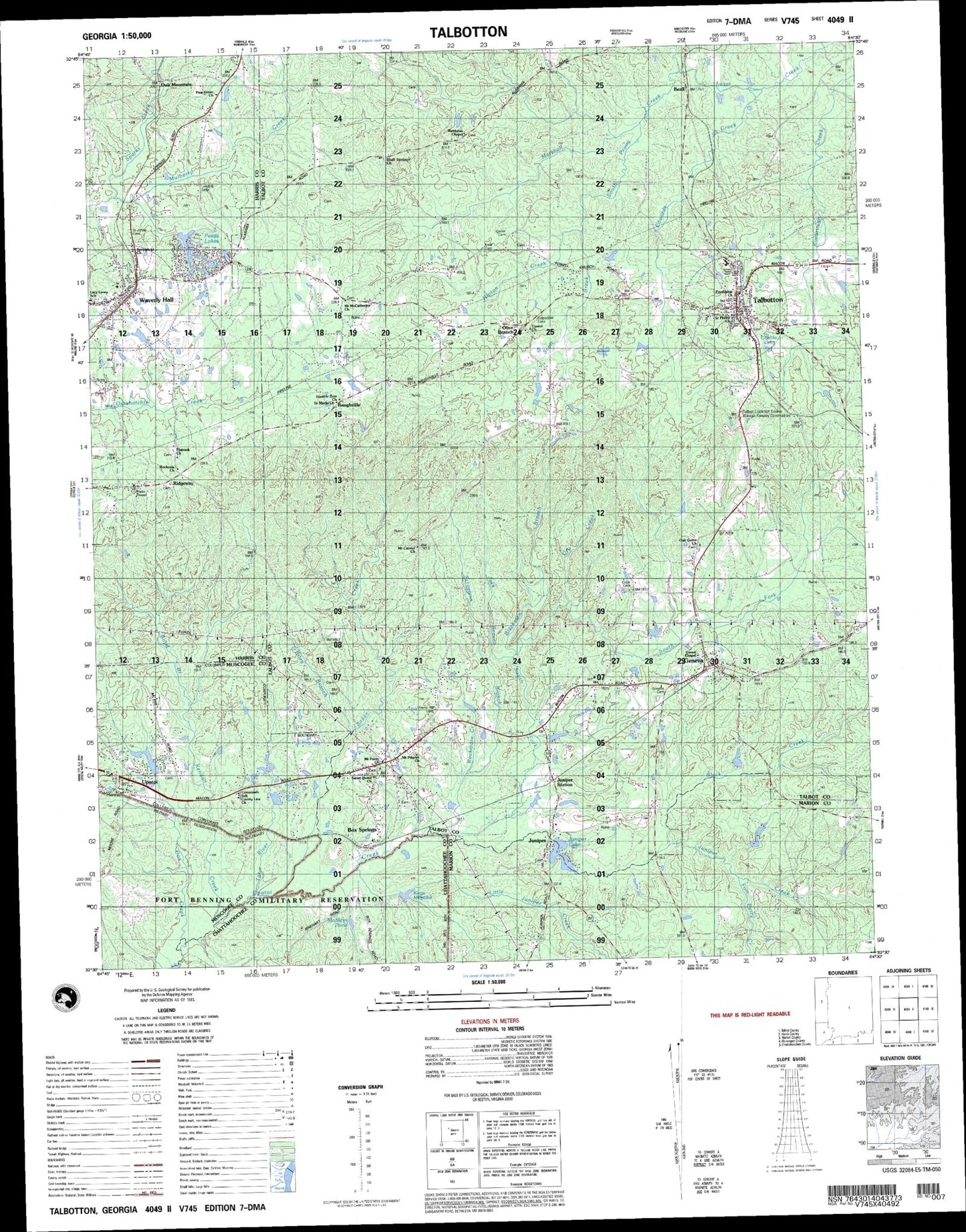 Talbotton Georgia Military 1:50,000 Map