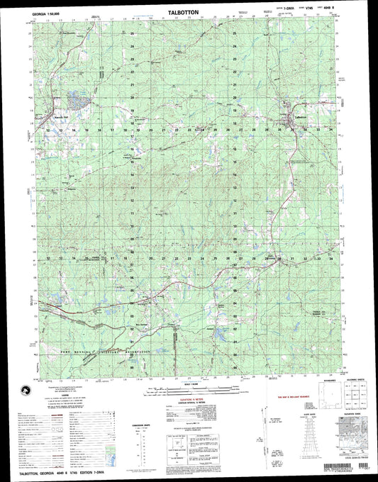 Talbotton Georgia Military 1:50,000 Map