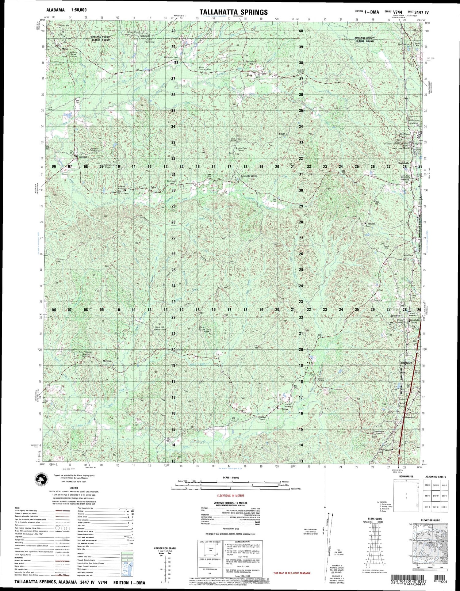 Tallahatta Springs Alabama Military 1:50,000 Map