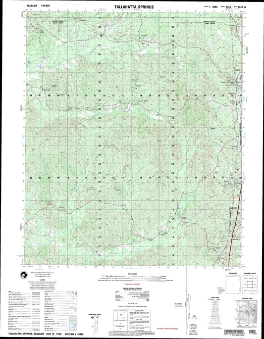 Tallahatta Springs Alabama Military 1:50,000 Map