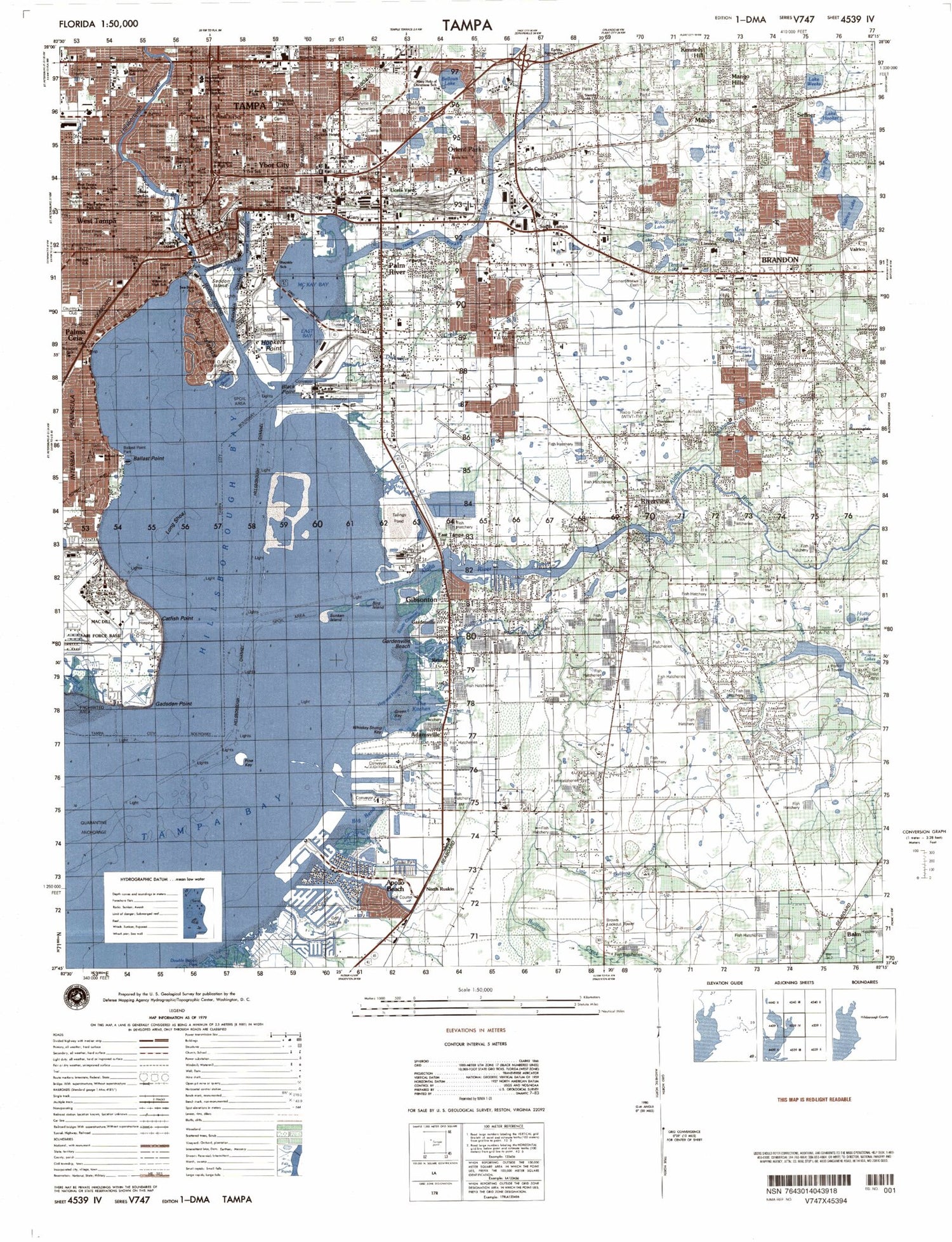 Tampa Florida Military 1:50,000 Map