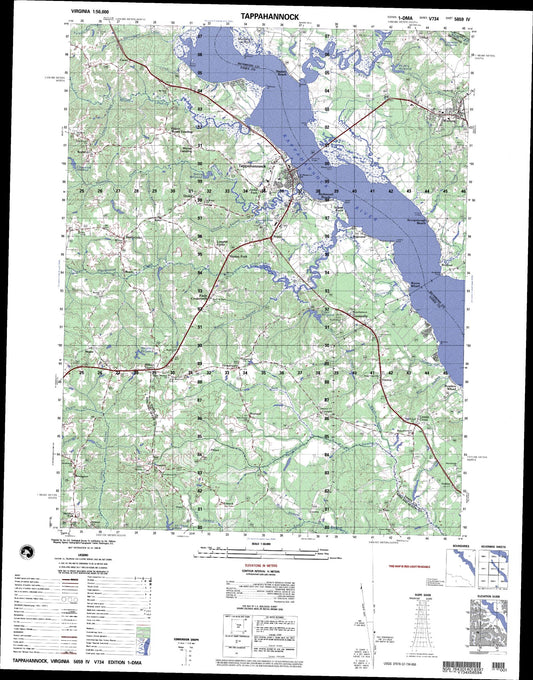 Tappahannock Virginia Military 1:50,000 Map